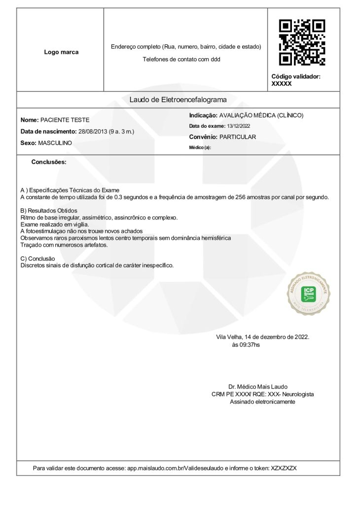 Exemplo de modelo de laudo de eletroencefalograma
